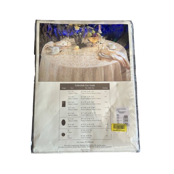 Noble Excellence Damask 70" Round Tablecloth Satin Wave Fabric elegant - Picture 2 of 2